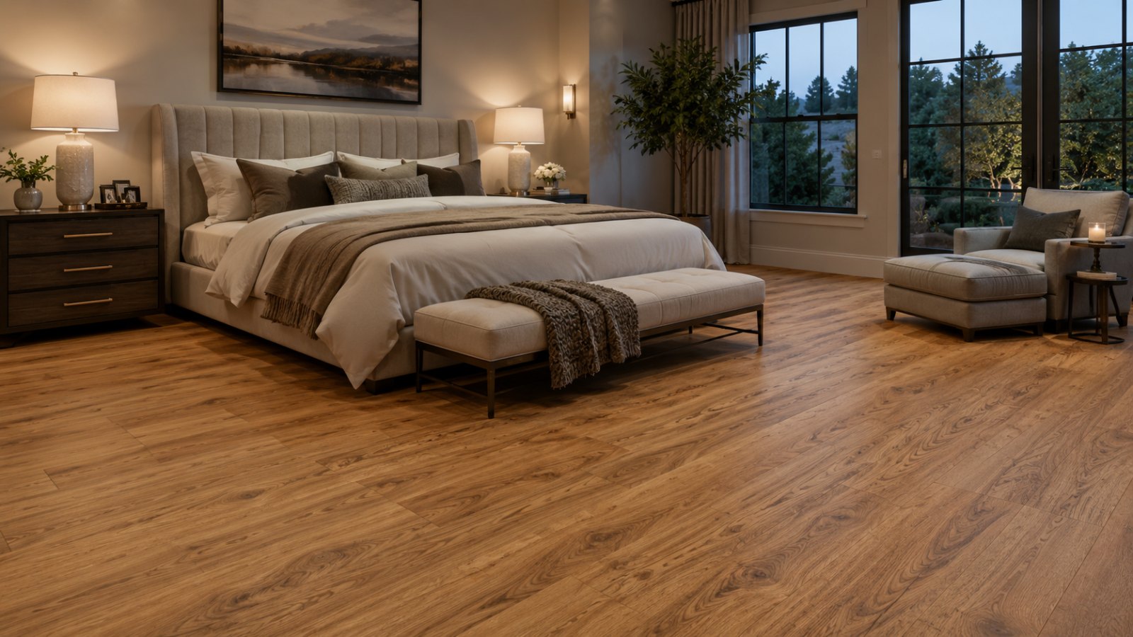 Amber Oak – SPC vinyl plank in a room | Rios Floor Orlando