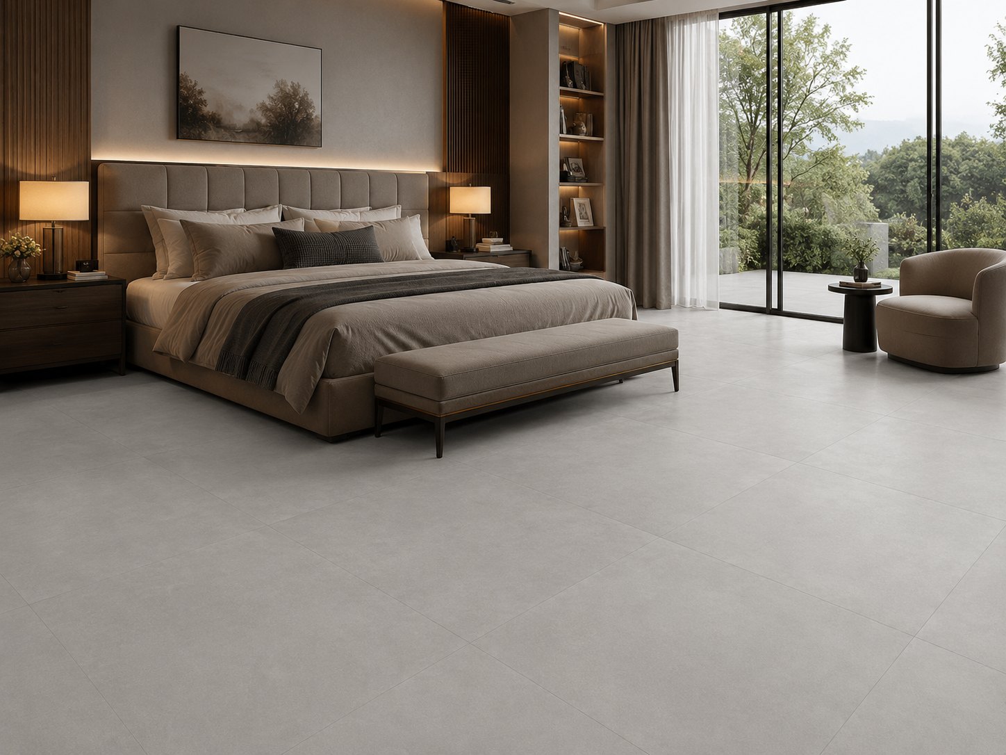 Athens White – porcelain tile in a room | Rios Floor Orlando