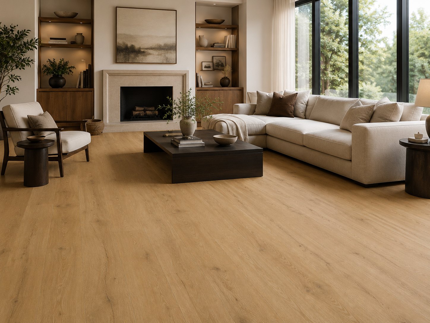 Bright Natural Oak – SPC vinyl plank in a room | Rios Floor Orlando