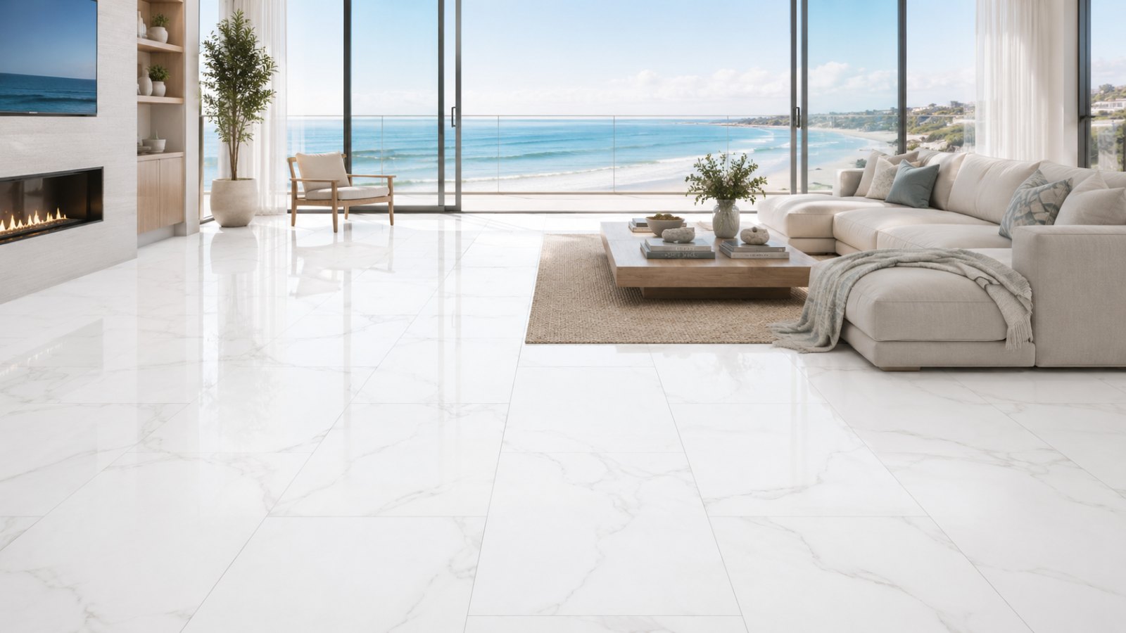 Clark Statuario – porcelain tile in a room | Rios Floor Orlando