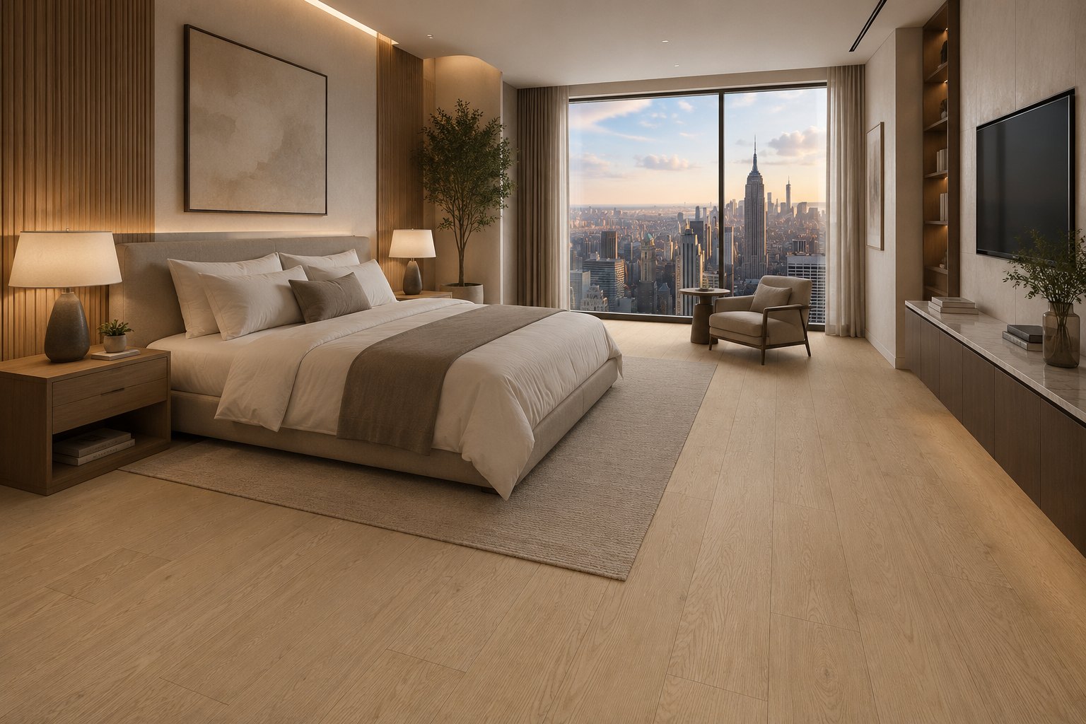 Gold Coast Oak – SPC vinyl plank in a room | Rios Floor Orlando