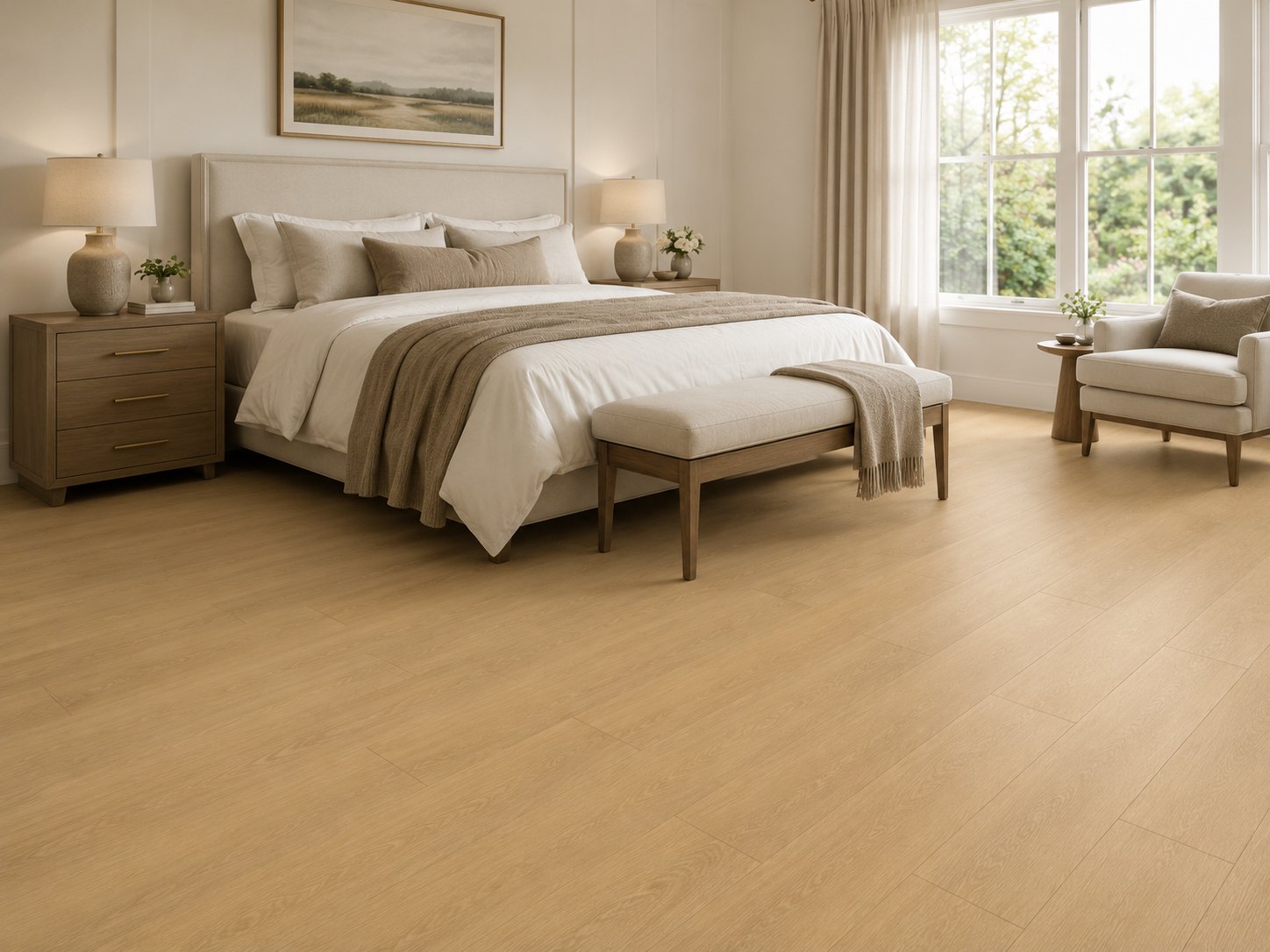 Golden Heritage Oak – SPC vinyl plank in a room | Rios Floor Orlando