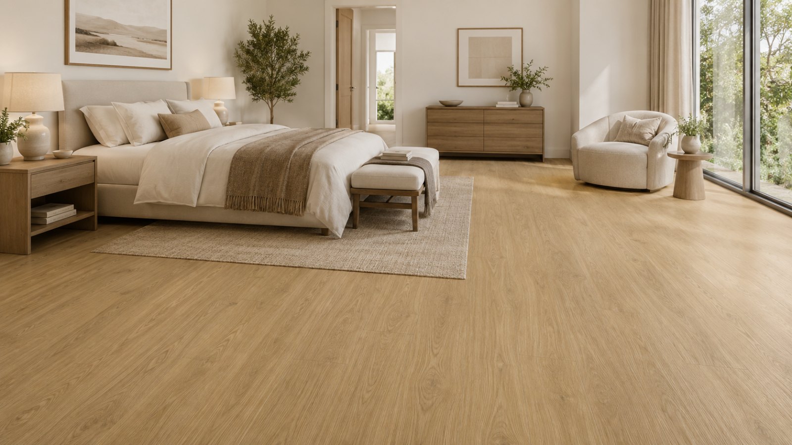 Honey Oak – SPC vinyl plank in a room | Rios Floor Orlando