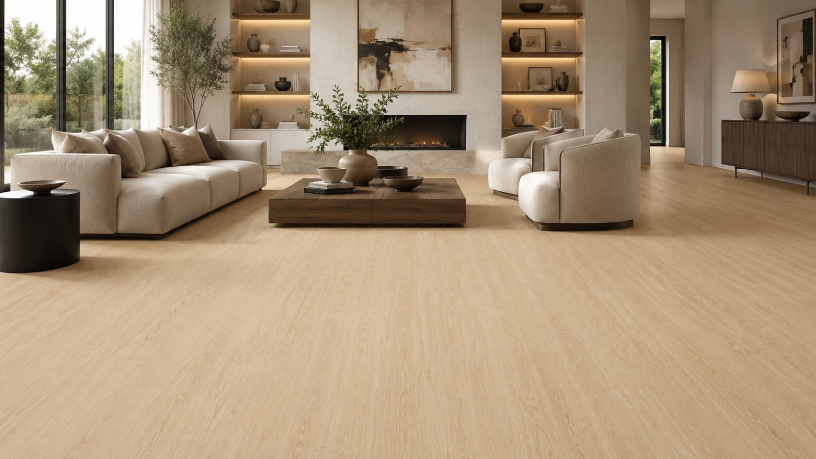 Light Natural Oak – SPC vinyl plank in a room | Rios Floor Orlando
