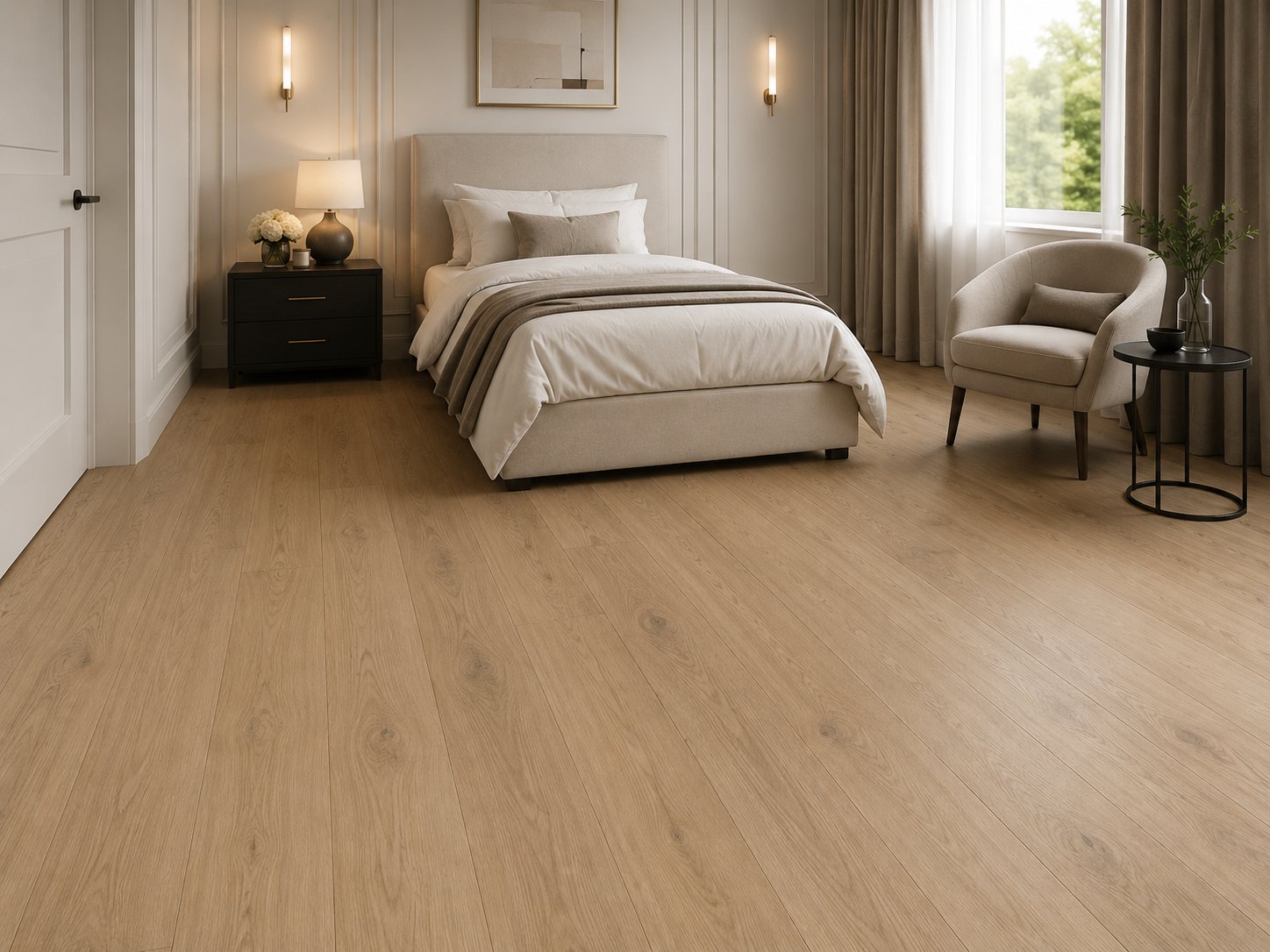 Light Walnut Oak – SPC vinyl plank in a room | Rios Floor Orlando