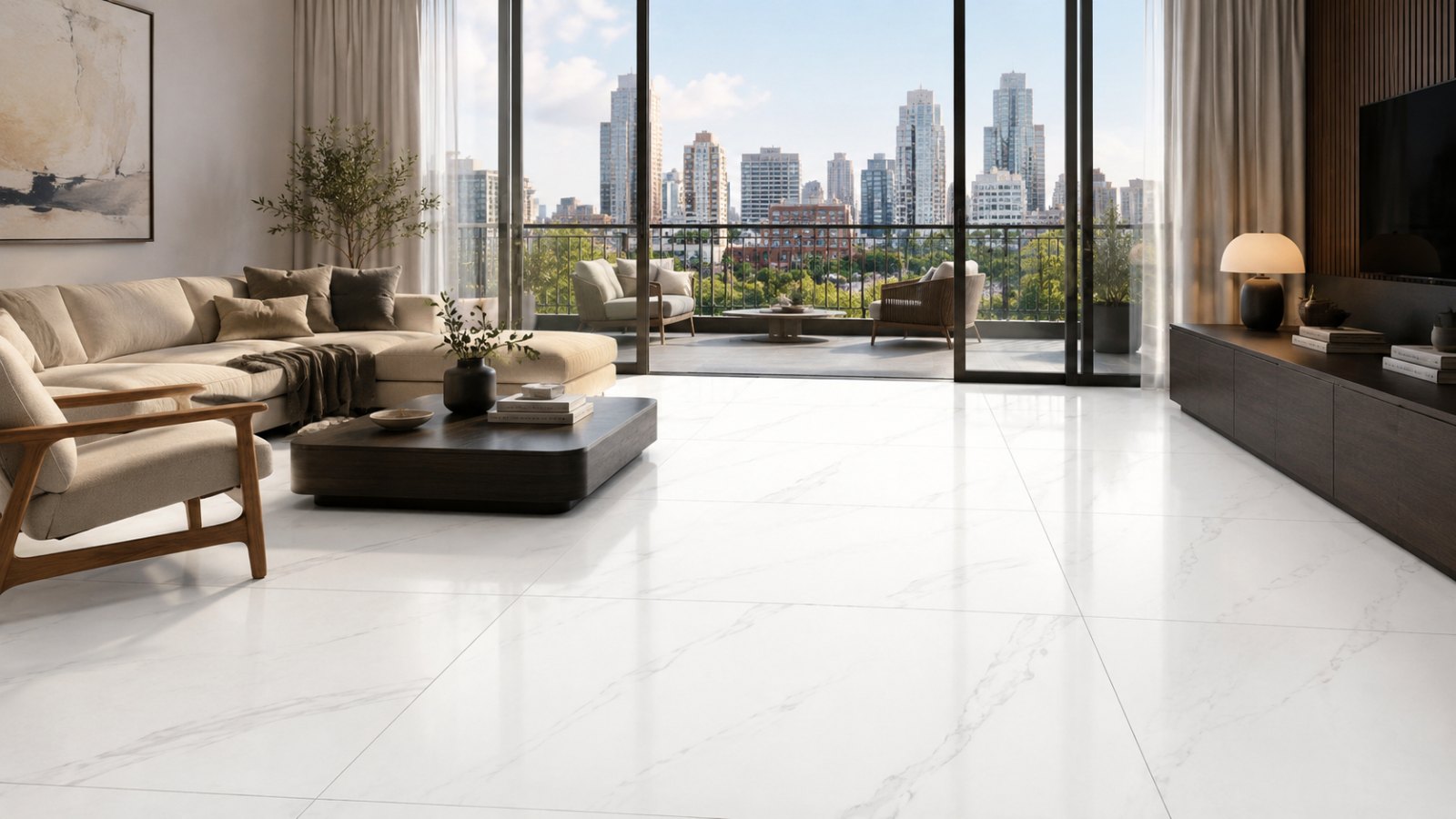 Marble Carrara – porcelain tile in a room | Rios Floor Orlando