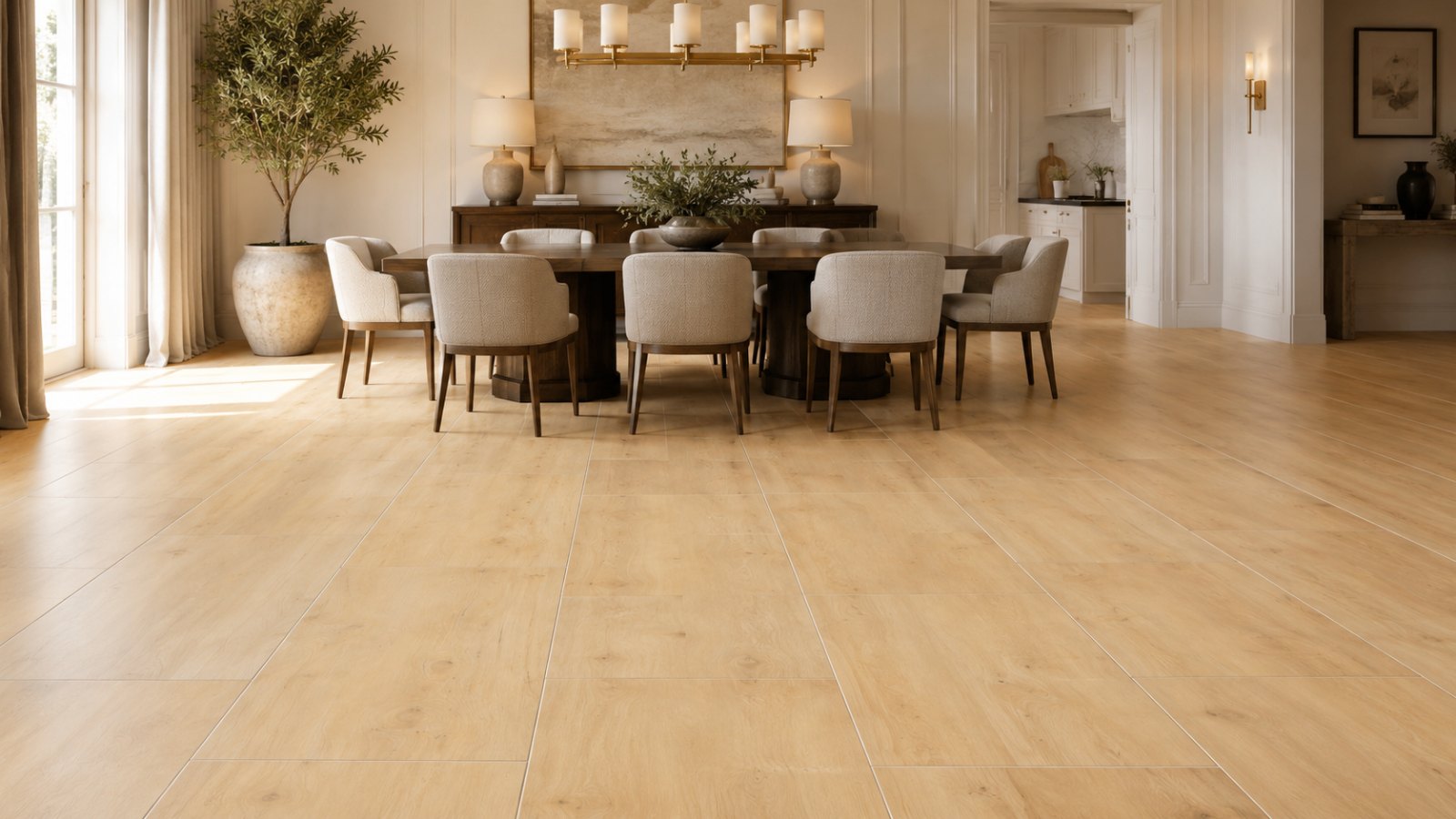 Natural Oak 24x48 – porcelain tile in a room | Rios Floor Orlando