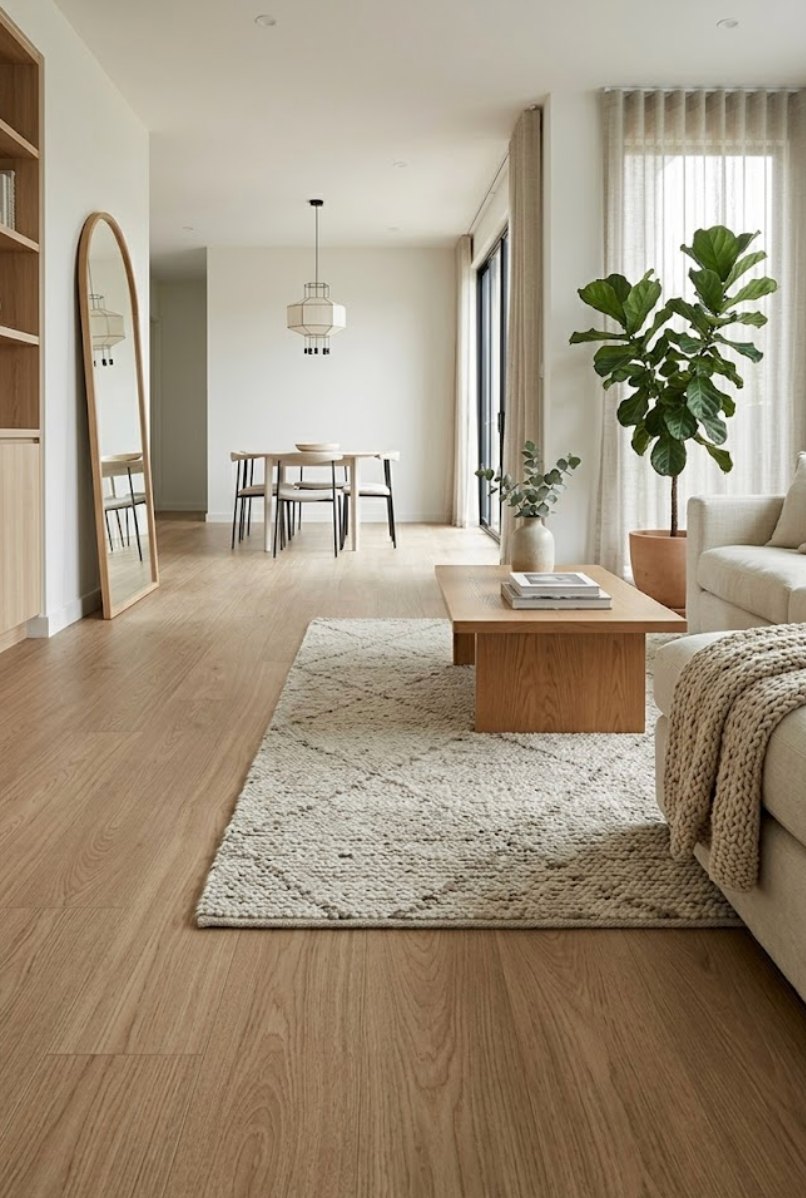 Natural Walnut Oak – SPC vinyl plank in a room | Rios Floor Orlando