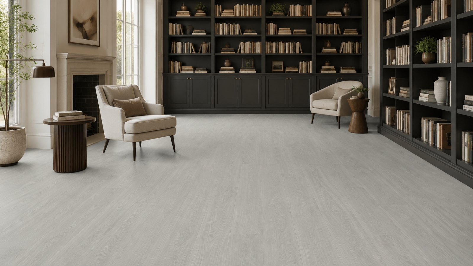 True Gray Oak – SPC vinyl plank in a room | Rios Floor Orlando